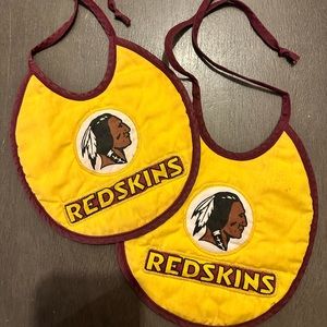 Two pack handmade Redskins Baby Bibs